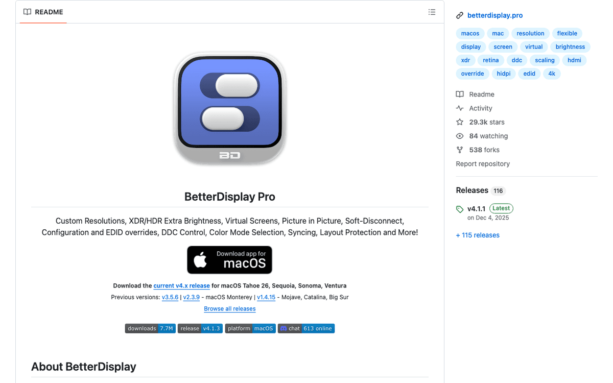 BetterDisplay screenshot
