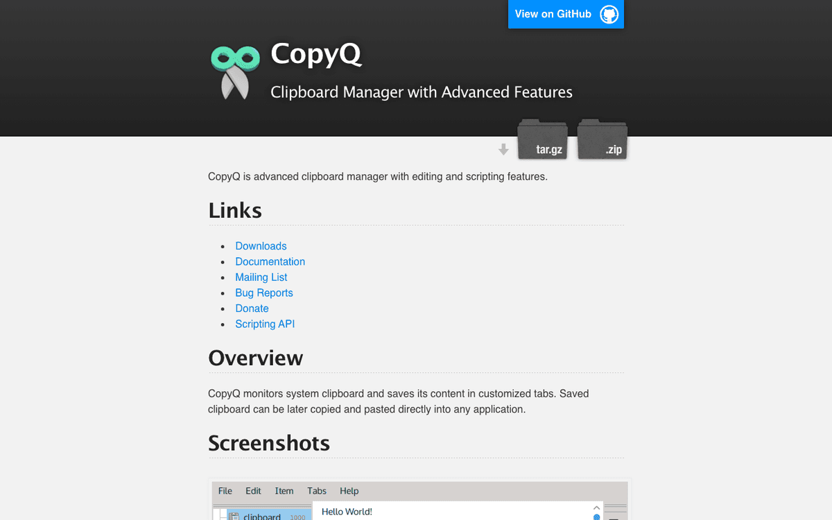 CopyQ screenshot