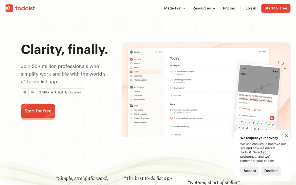 Todoist screenshot
