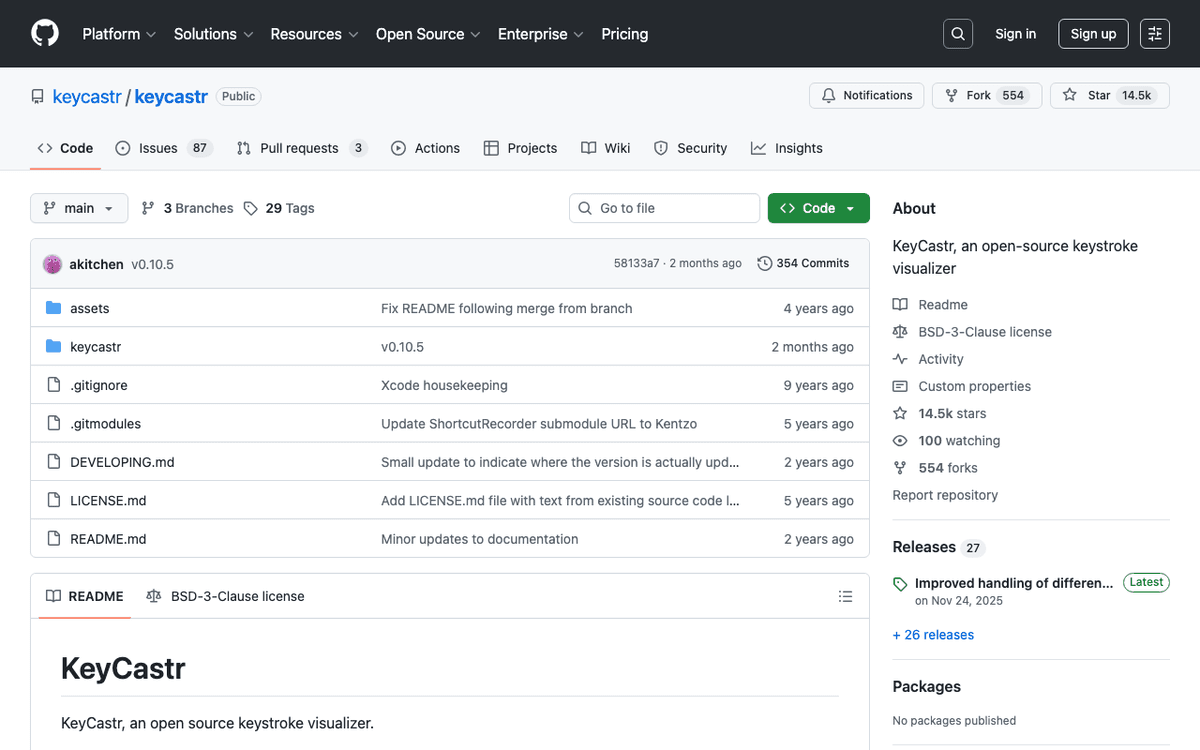KeyCastr screenshot