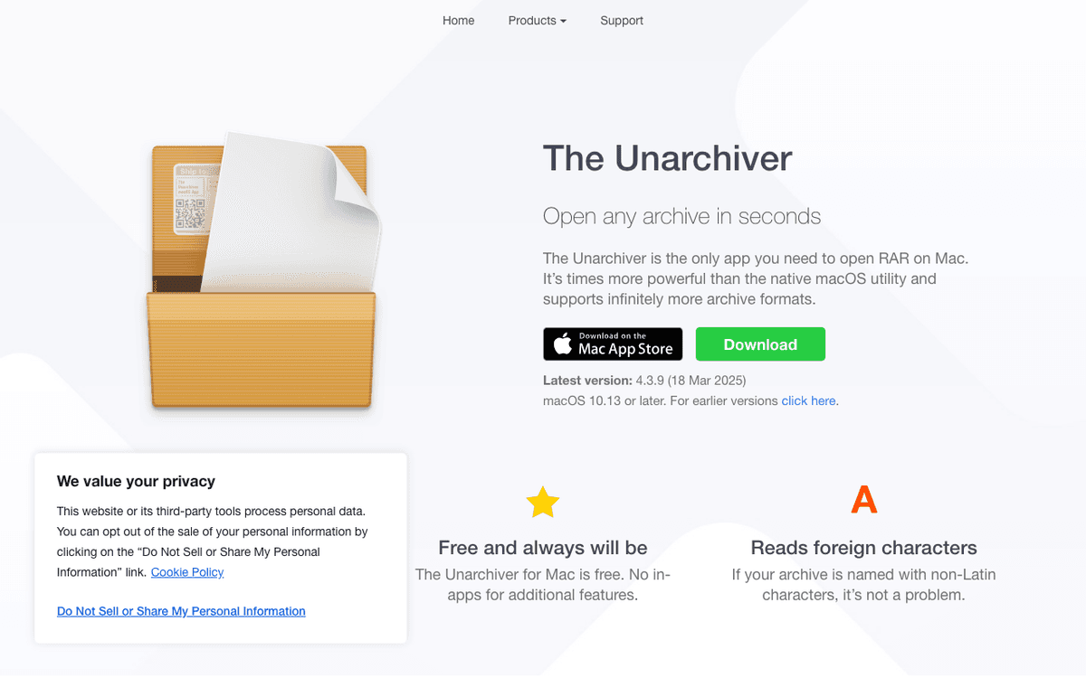 The Unarchiver screenshot